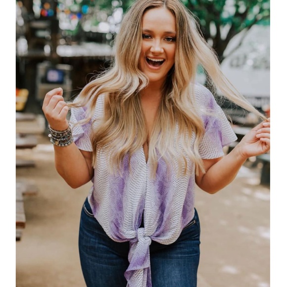 Buddy Love Tops - Buddy Love Purple Snakeskin Tie Top